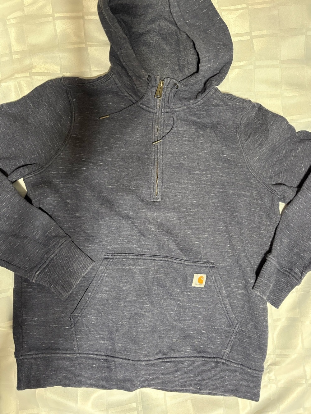 Carhartt Heather Navy Half-Zip Hooded Pullover